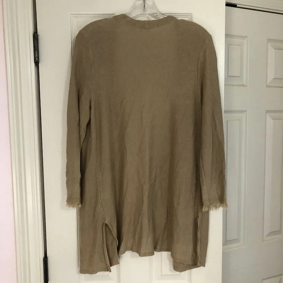 2/$30 J Jill Linen Blend Cardigan Sweater Womens Med Tan Bohemian Lagenlook - Picture 4 of 9